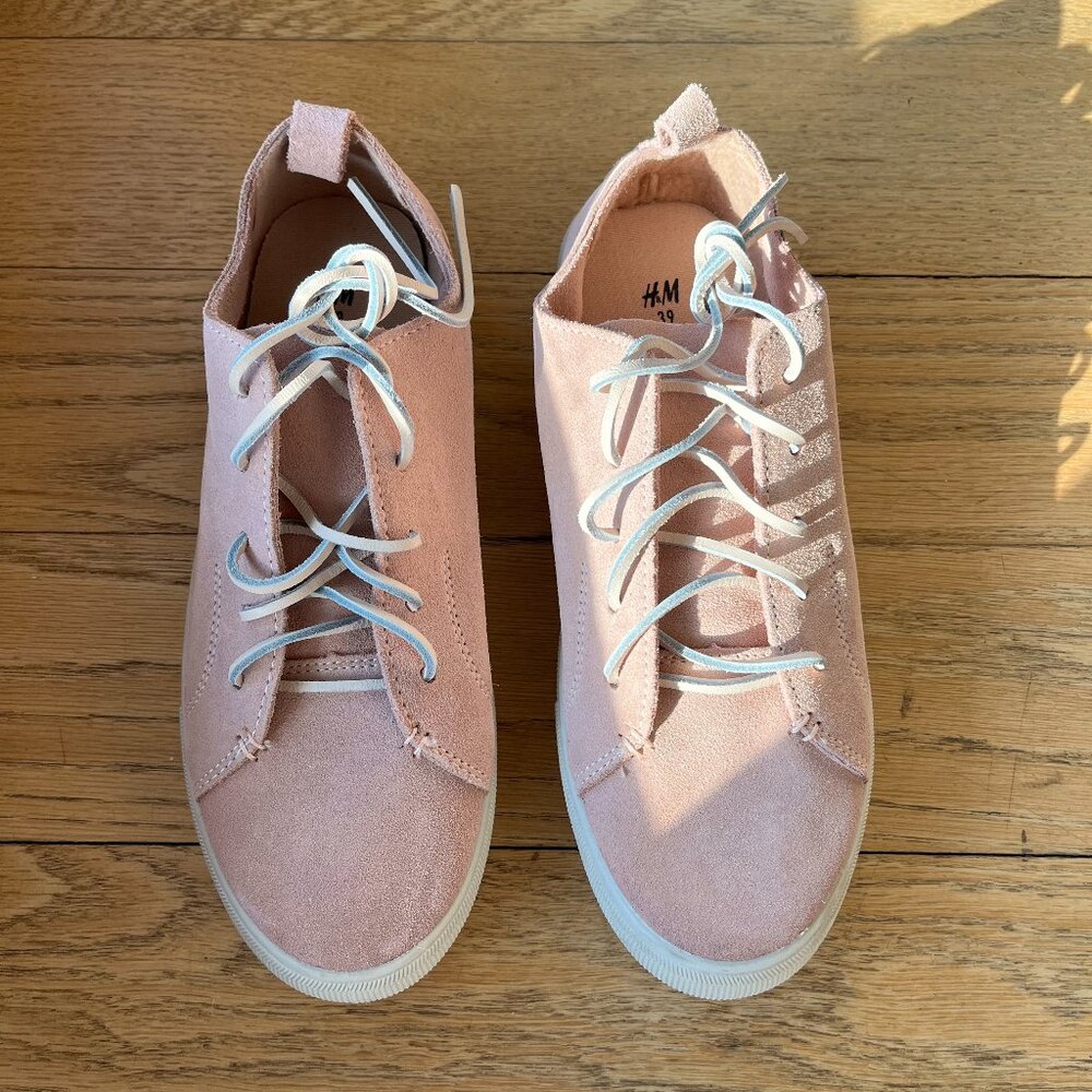 H&M Suede Leather Sneakers in Pink Size 39 NWT